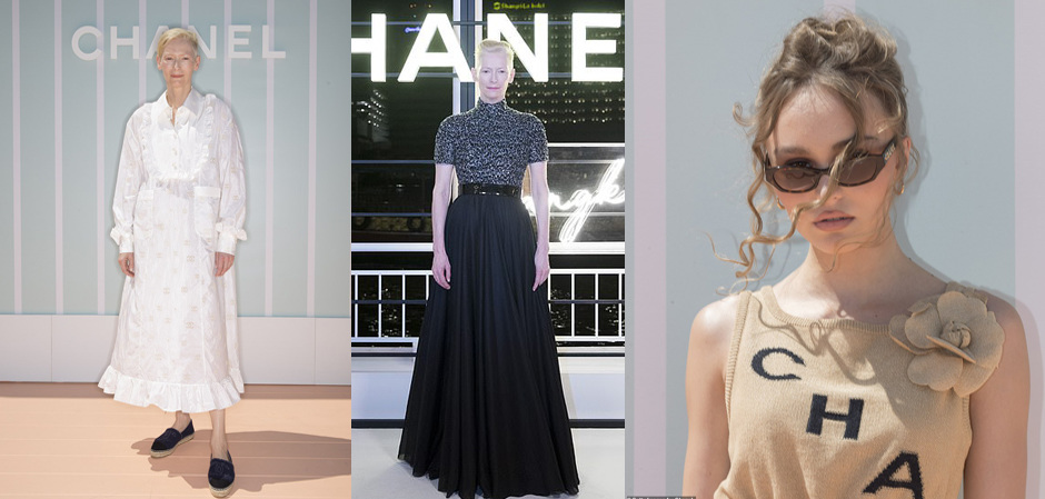 Лили-Роуз Депп и Тильда Суинтон на показе CRUISE Chanel